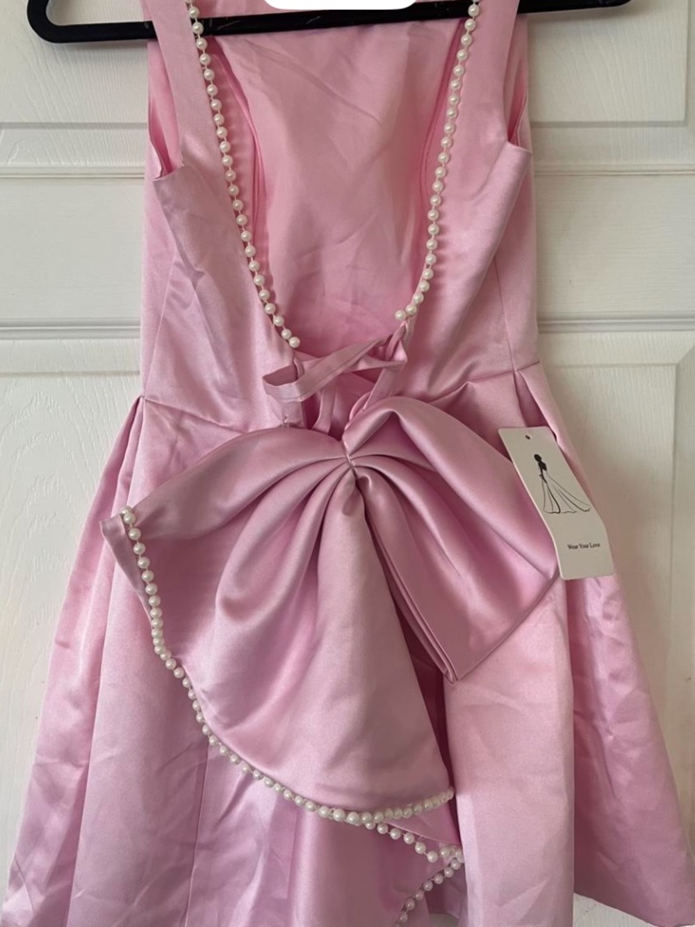 Wear Your Love Pink Pearl-Trim Bow Mini Dress
